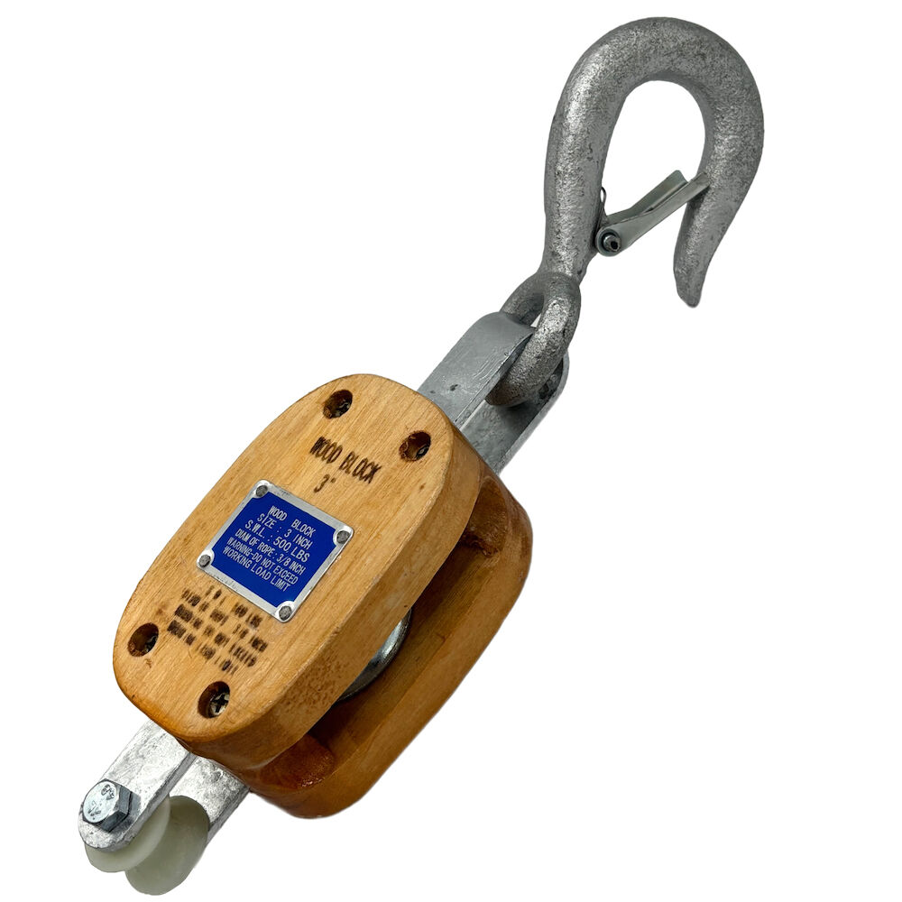 Wooden Pulley Block with Hook