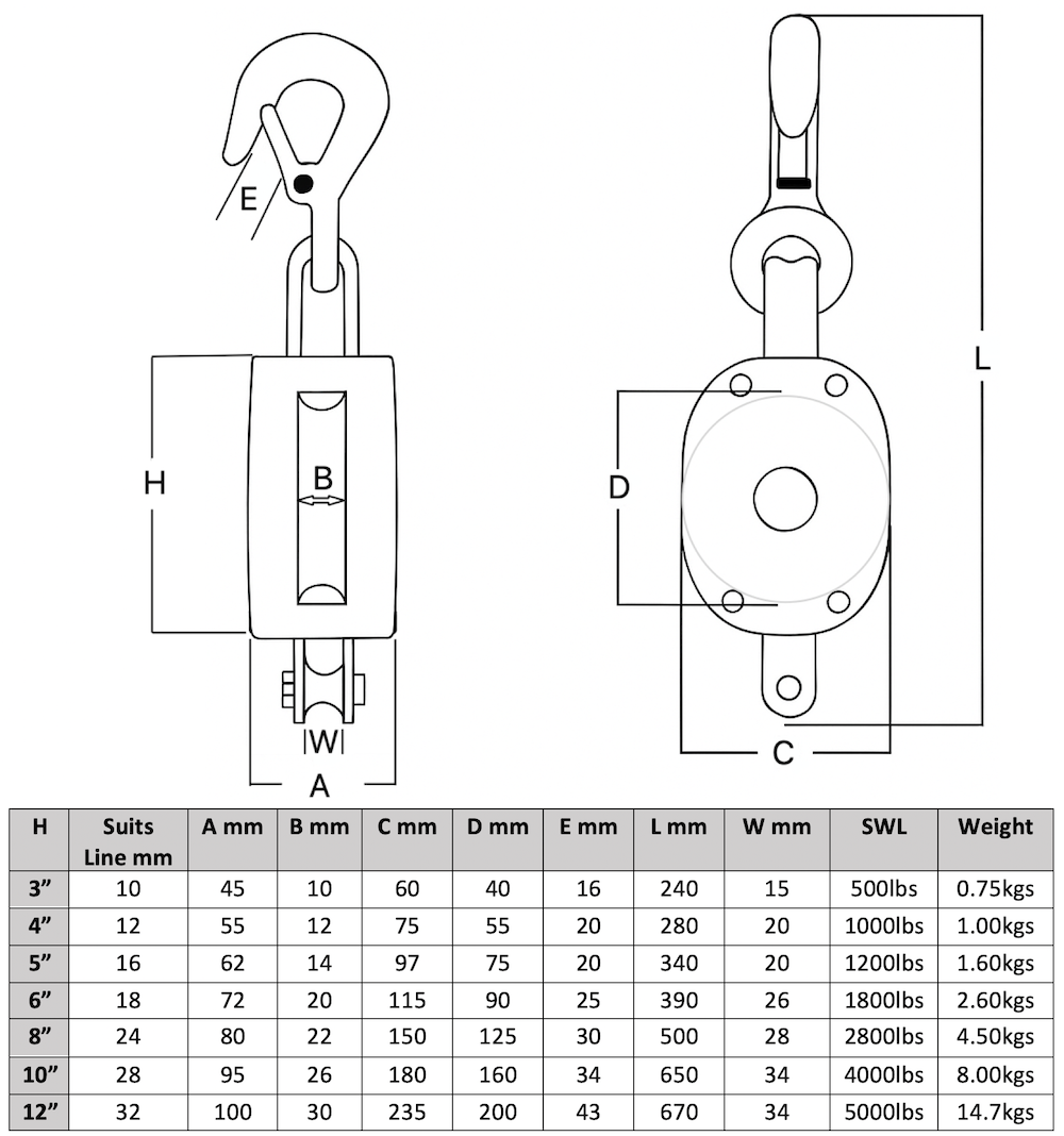 Wooden Pulley Block with Hook