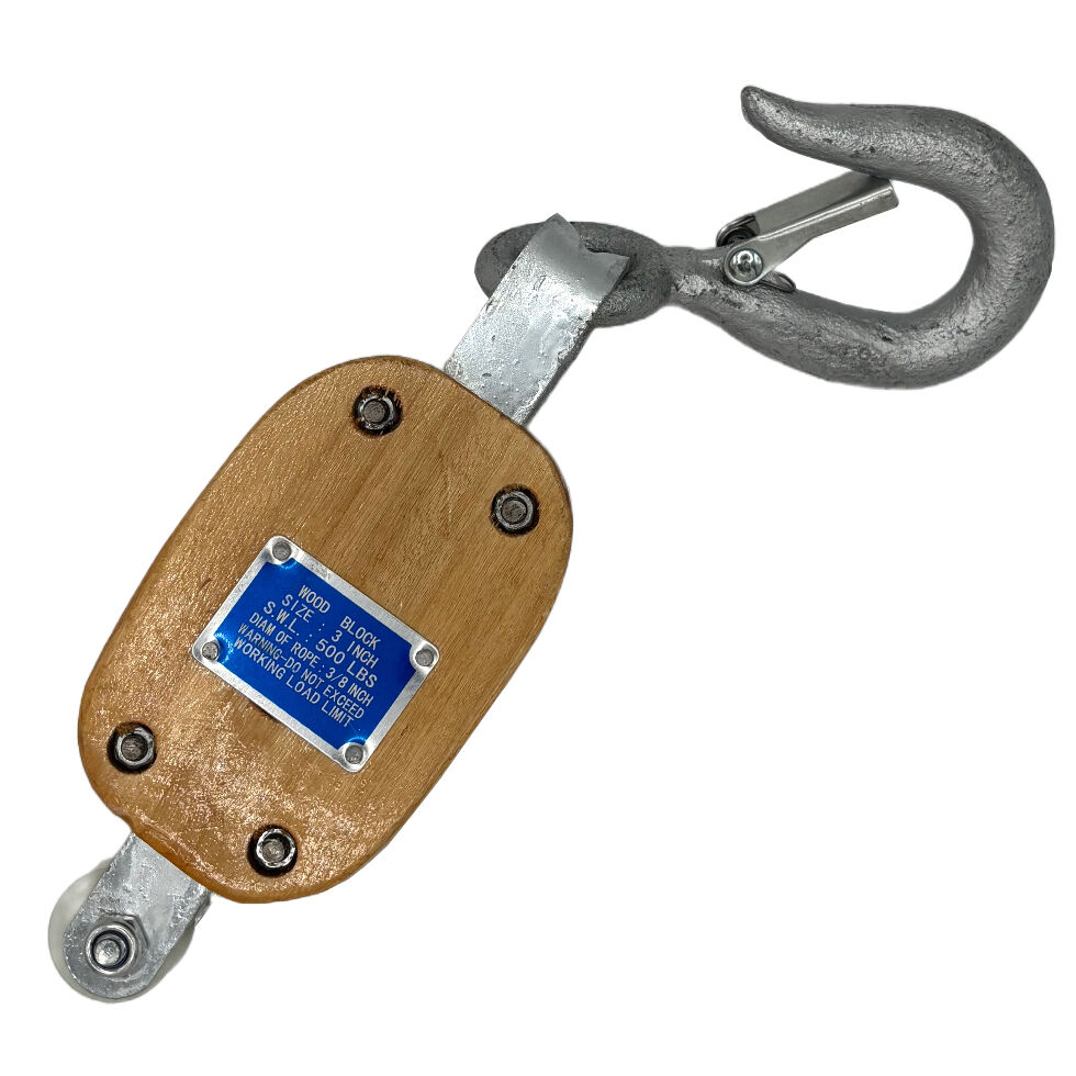 Wooden Pulley Block with Hook