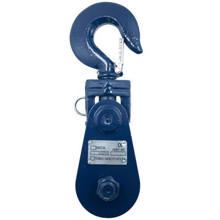8" x 15 Ton W.L.L Wire Rope Snatch Block Swivel Hook 22mm-24mm Rope