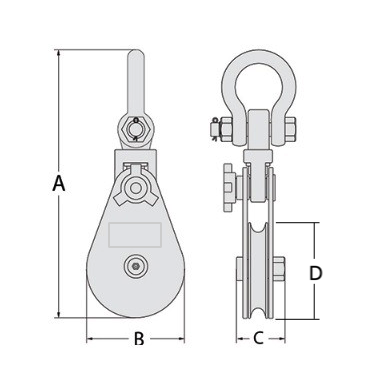 Wire Rope Snatch Block Shackle Head