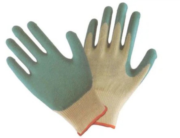 THX-4101 Latex Coated Gloves, Ten-stitch 21's Yarn Latex Coated Gloves, Crinkle Finish, 10 Gauge High Grade Yellow T/C Shell, Green Latex Coating, Other Color Is Available.