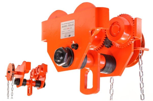 5000kg plain trolley, heavy duty design, with gear and hand chain, N, 01221