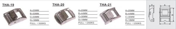 THA-19 THA-20 / THA-21 Ratchet / Cam Buckle, surface spray process, not easy to rust, no deformation