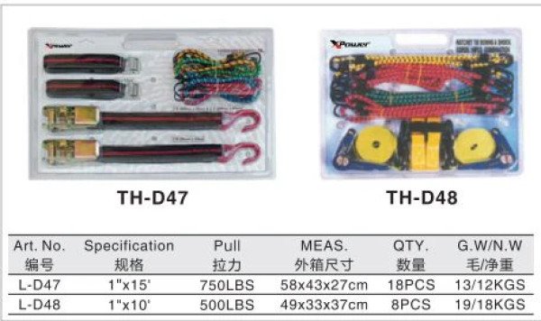 TH-D47 / TH-D48 Ratchet Tie Down to fix when transporting, moving, shipping or storing goods