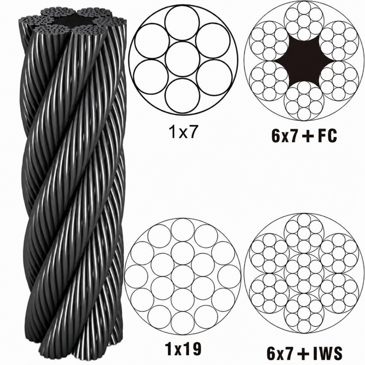 Stainless Steel Wire Rope, Material: AISI304 & AISI316